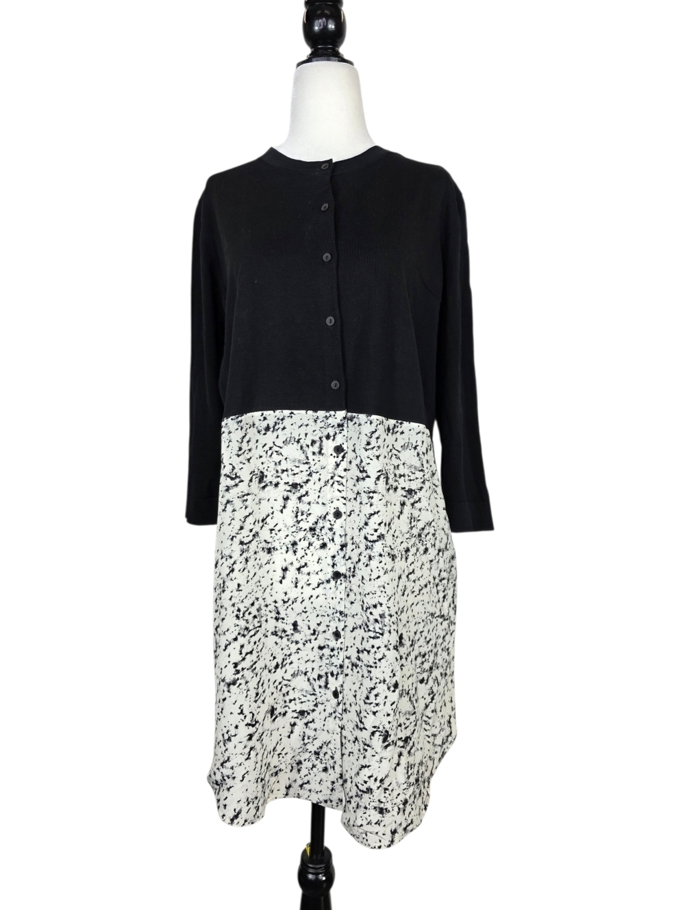 COS Knitted cotton and silk contrast marble print Two-Tone Button Front Dress